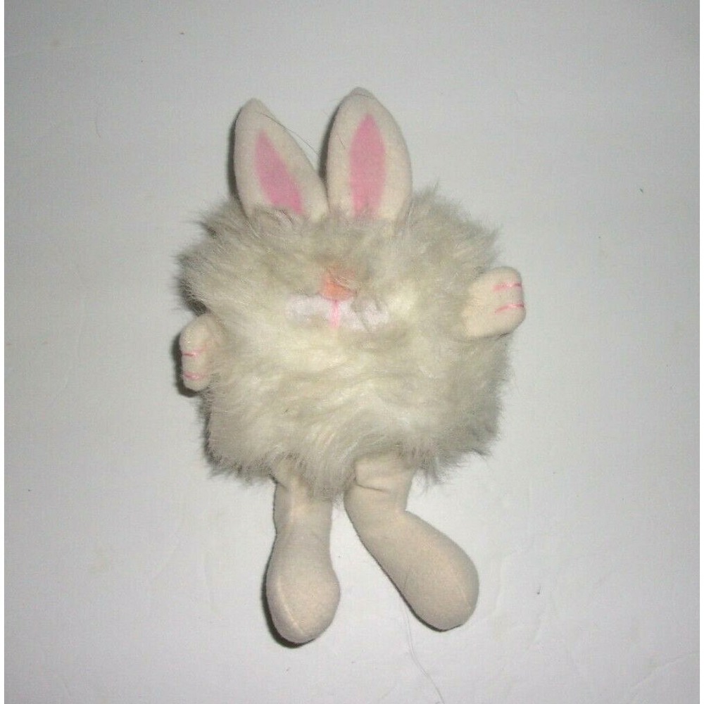 Vintage Dakin Fun Farm White Bunny Rabbit Plush Small Pink Nose 1984 9"